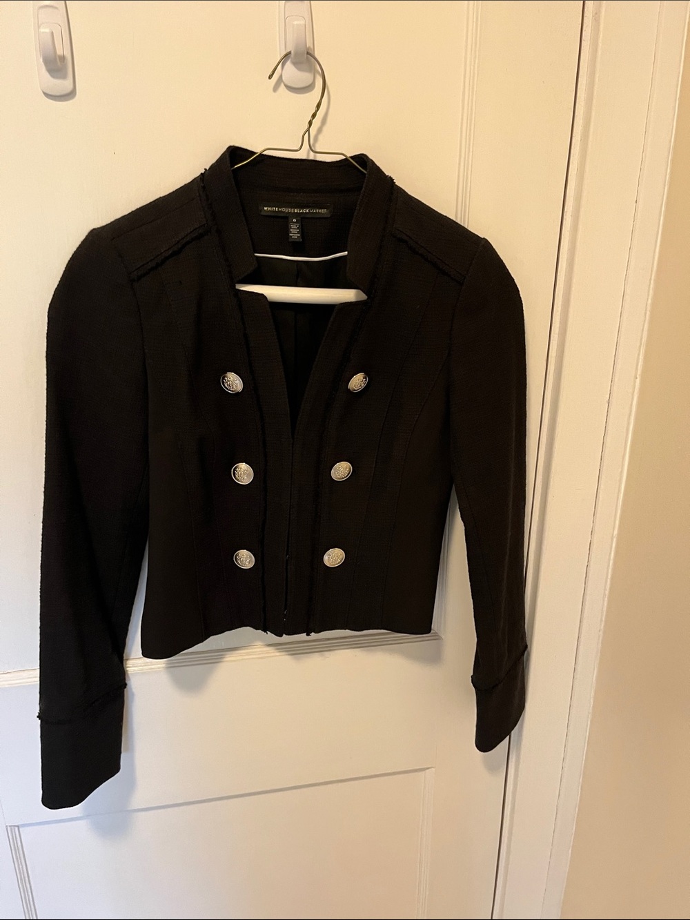 White House Black Market Black Military-Style Cropped Blazer